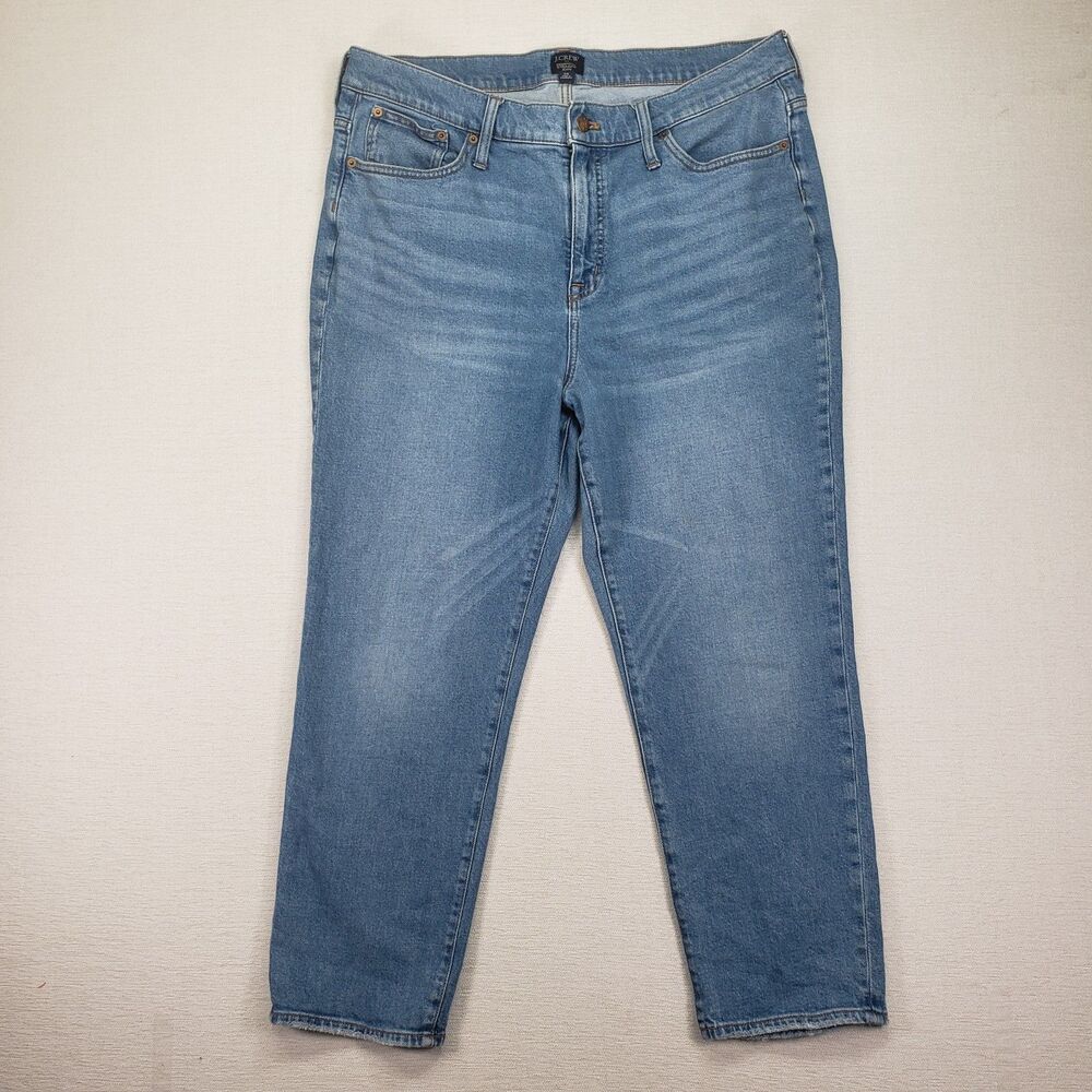 J Crew Jeans 35 Waist Blue Denim Slim Straight Stretch Ankle Crop 35x26